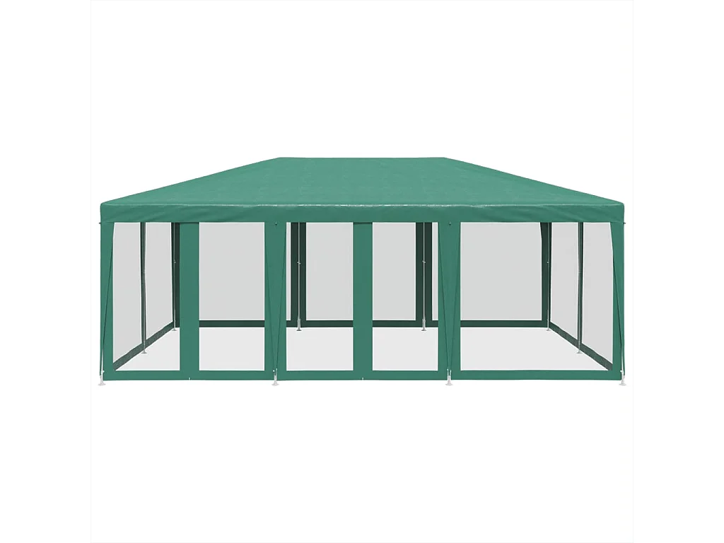 Tente de fête avec 10 parois latérales en maille vert 6x4m PEHD