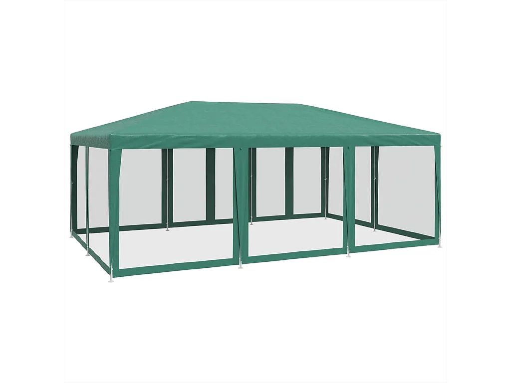 Tente de fête avec 10 parois latérales en maille vert 6x4m PEHD
