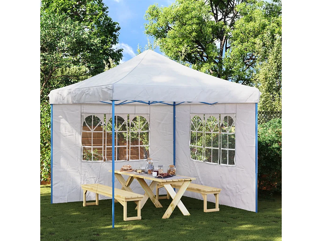 Parete per tenda da festa in 2 pezzi con finestra in PE bianca