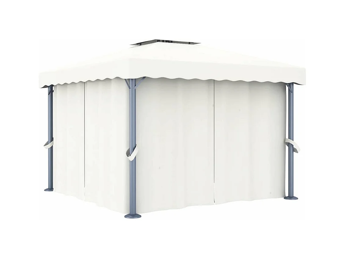 Laube und Vorhang und LED-Lichtergirlande 3x3 m Cremeweiß