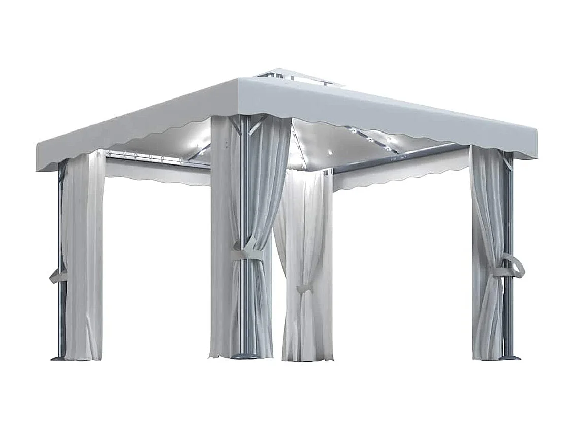 Pergolato e tenda e ghirlanda luminosa a LED 3x3 m Bianco crema