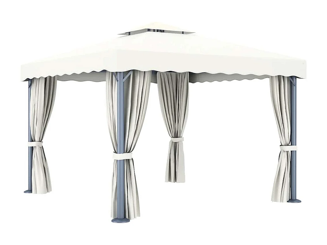 Pergolato e tenda e ghirlanda luminosa a LED 3x3 m Bianco crema