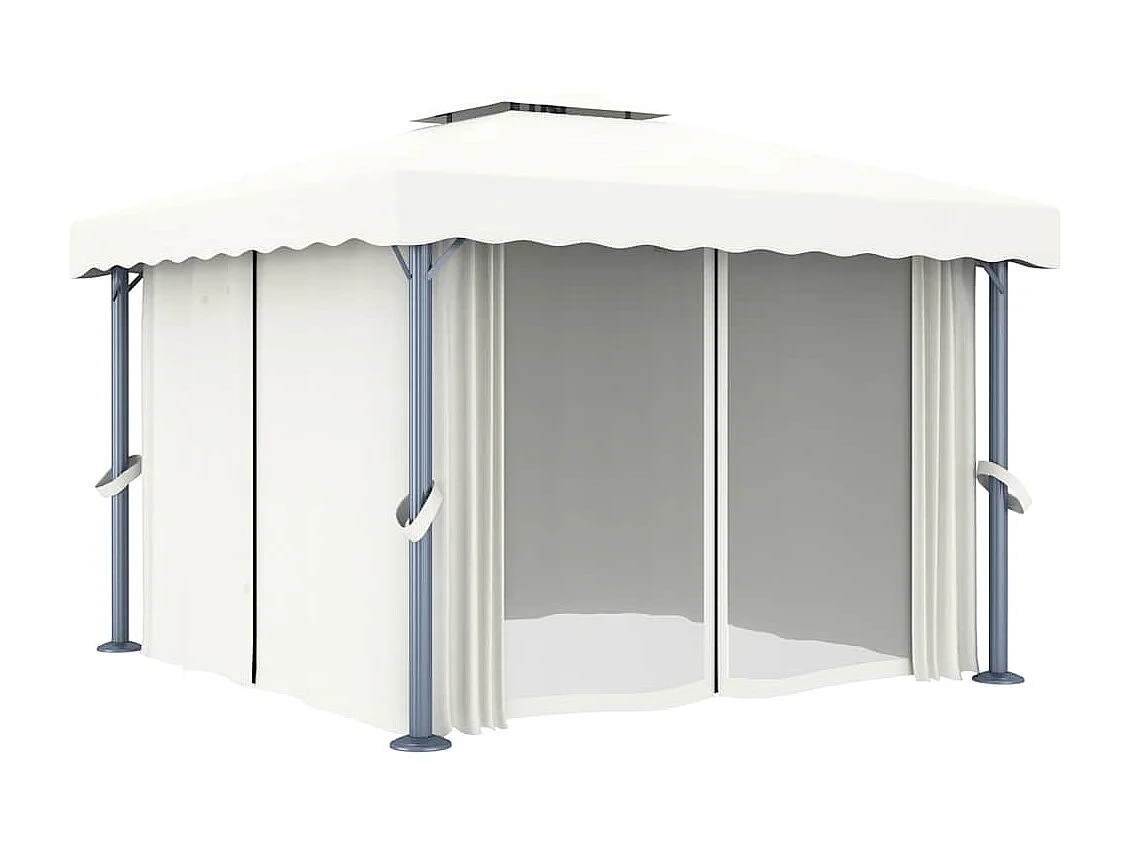 Pergolato e tenda e ghirlanda luminosa a LED 3x3 m Bianco crema