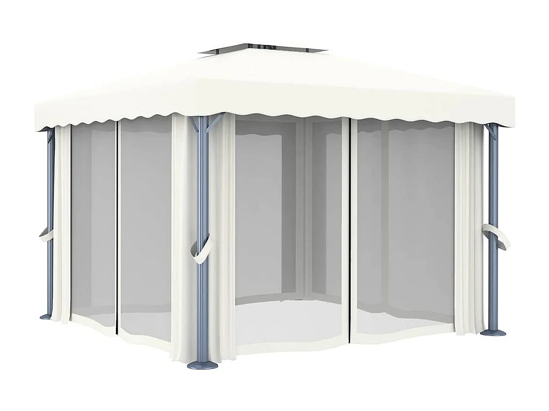 Pergolato e tenda e ghirlanda luminosa a LED 3x3 m Bianco crema