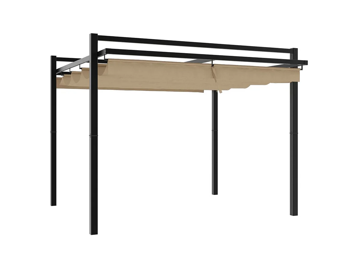 Cenador de jardín con techo retráctil color topo 3x3 m aluminio