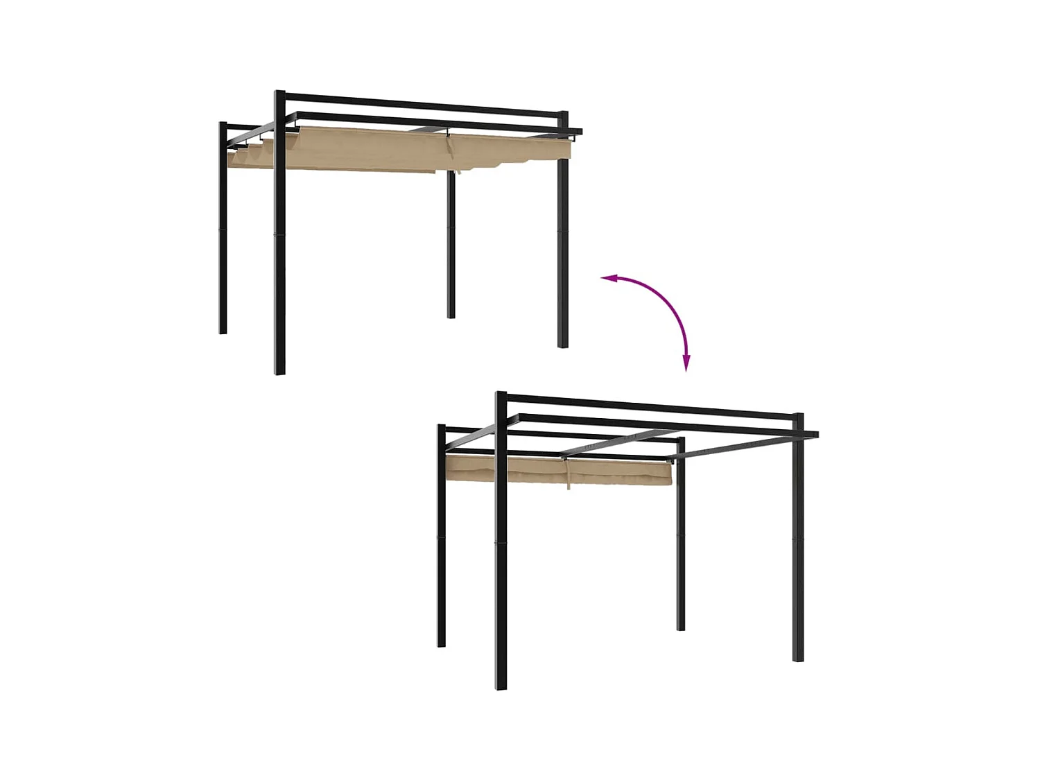 Cenador de jardín con techo retráctil color topo 3x3 m aluminio
