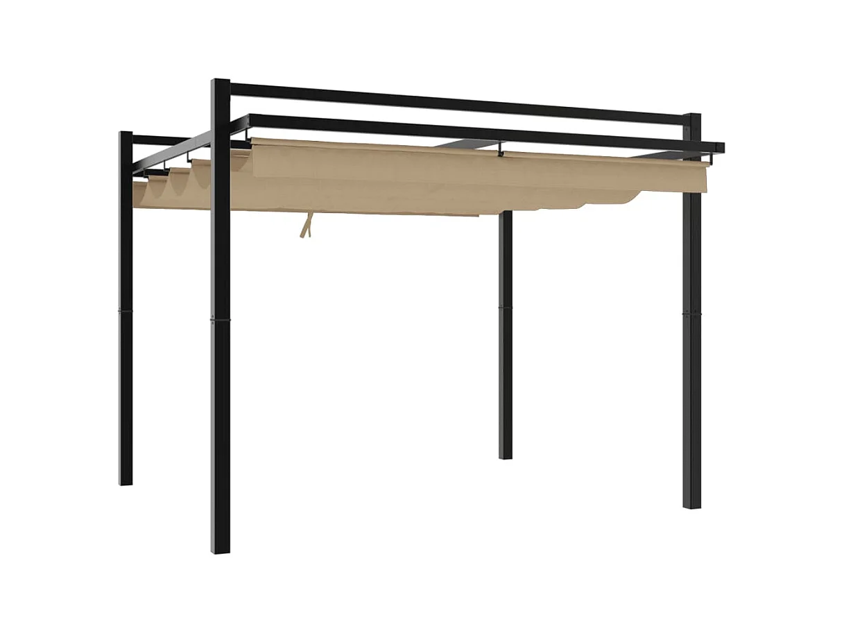 Cenador de jardín con techo retráctil color topo 3x3 m aluminio