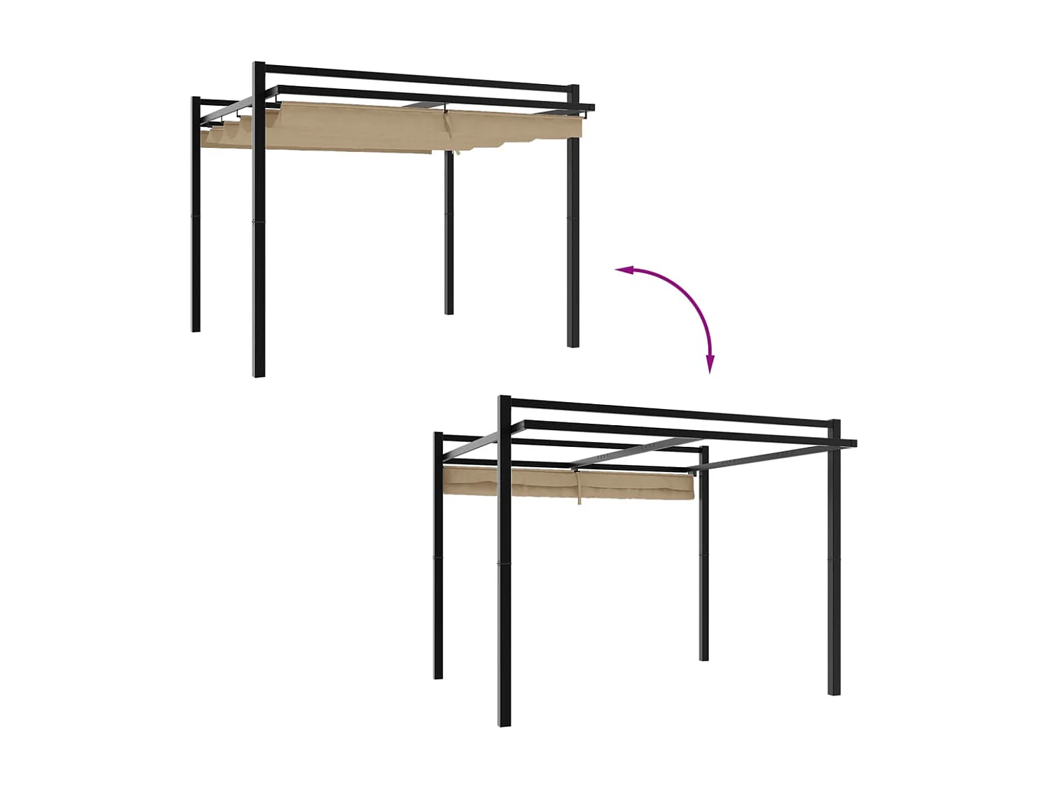 Gazebo da giardino con tetto retrattile tortora 3x3 m in alluminio