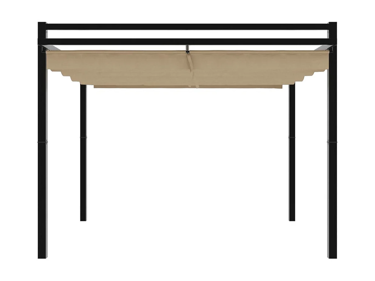 Gazebo da giardino con tetto retrattile tortora 3x3 m in alluminio