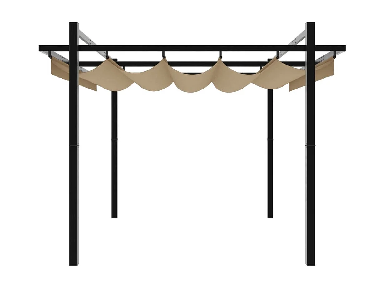 Gazebo da giardino con tetto retrattile tortora 3x3 m in alluminio
