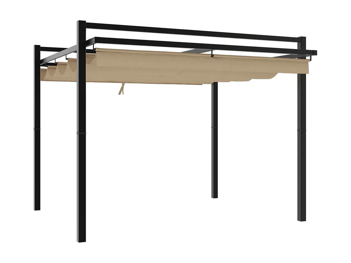 Gazebo da giardino con tetto retrattile tortora 3x3 m in alluminio