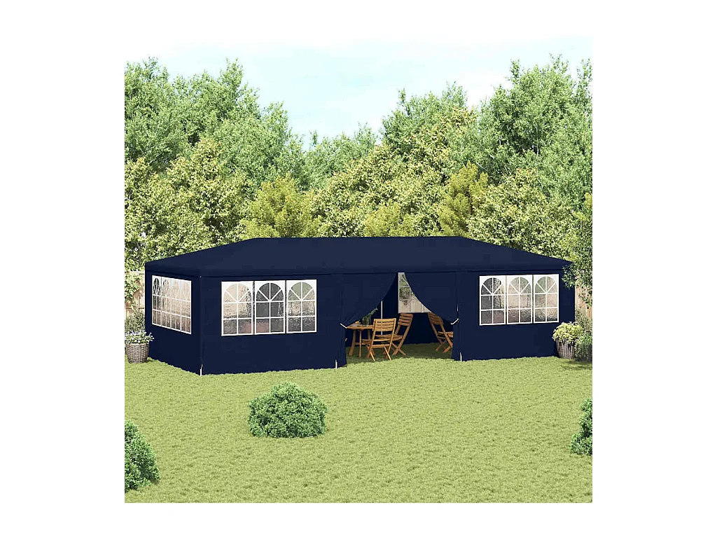 Carpa de recepción con paredes laterales 4x9 m Azul 90 g/m²