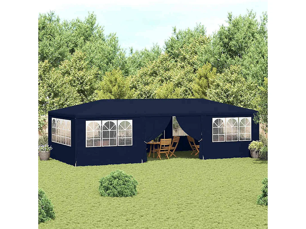 Carpa de recepción con paredes laterales 4x9 m Azul 90 g/m²