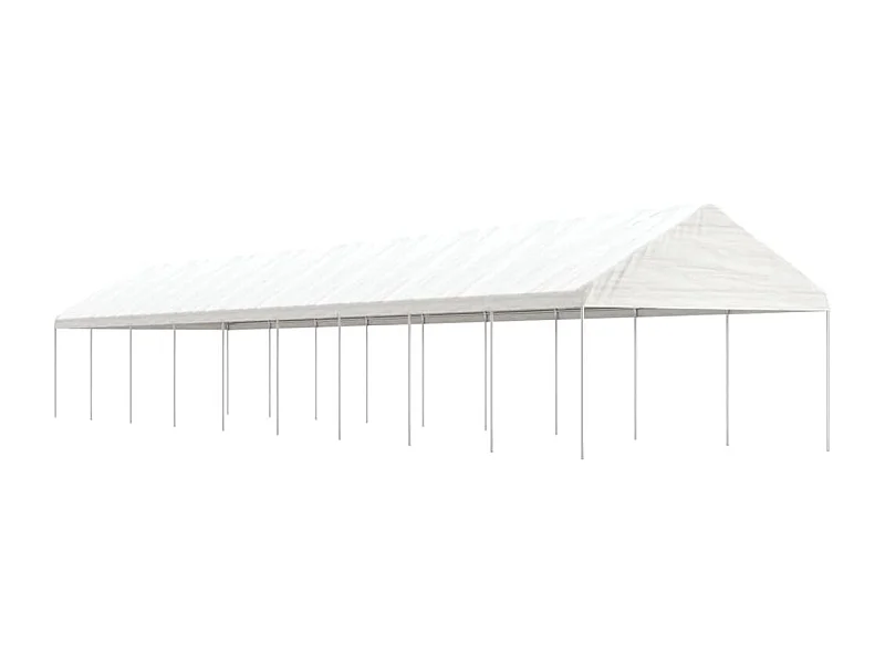 Gazebo con tetto bianco 20,07x4,08x3,22 m in polietilene