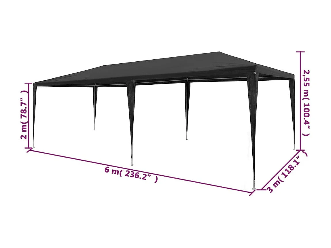 Carpa de recepción 3x6 m PE Antracita