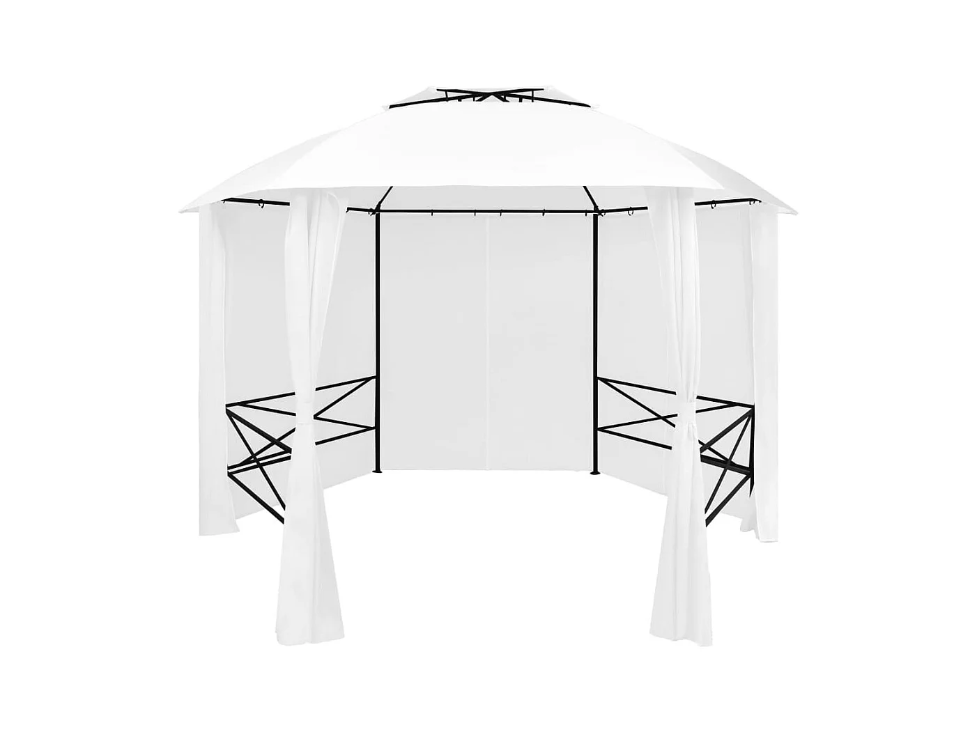 Gazebo da giardino con tende 360x312x265 cm Bianco 180 g/m²