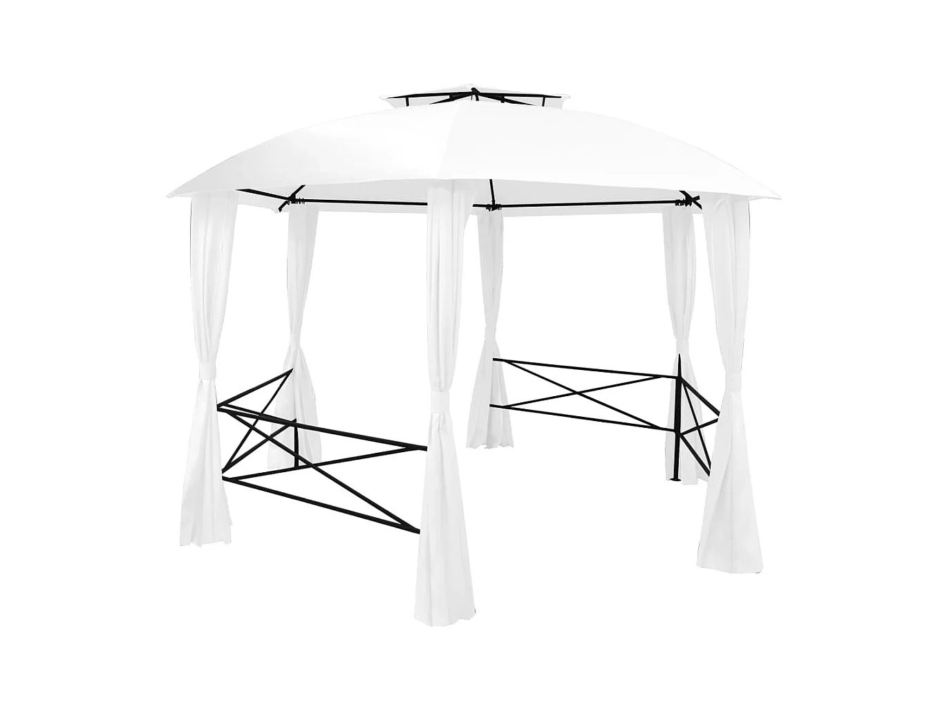 Gazebo da giardino con tende 360x312x265 cm Bianco 180 g/m²