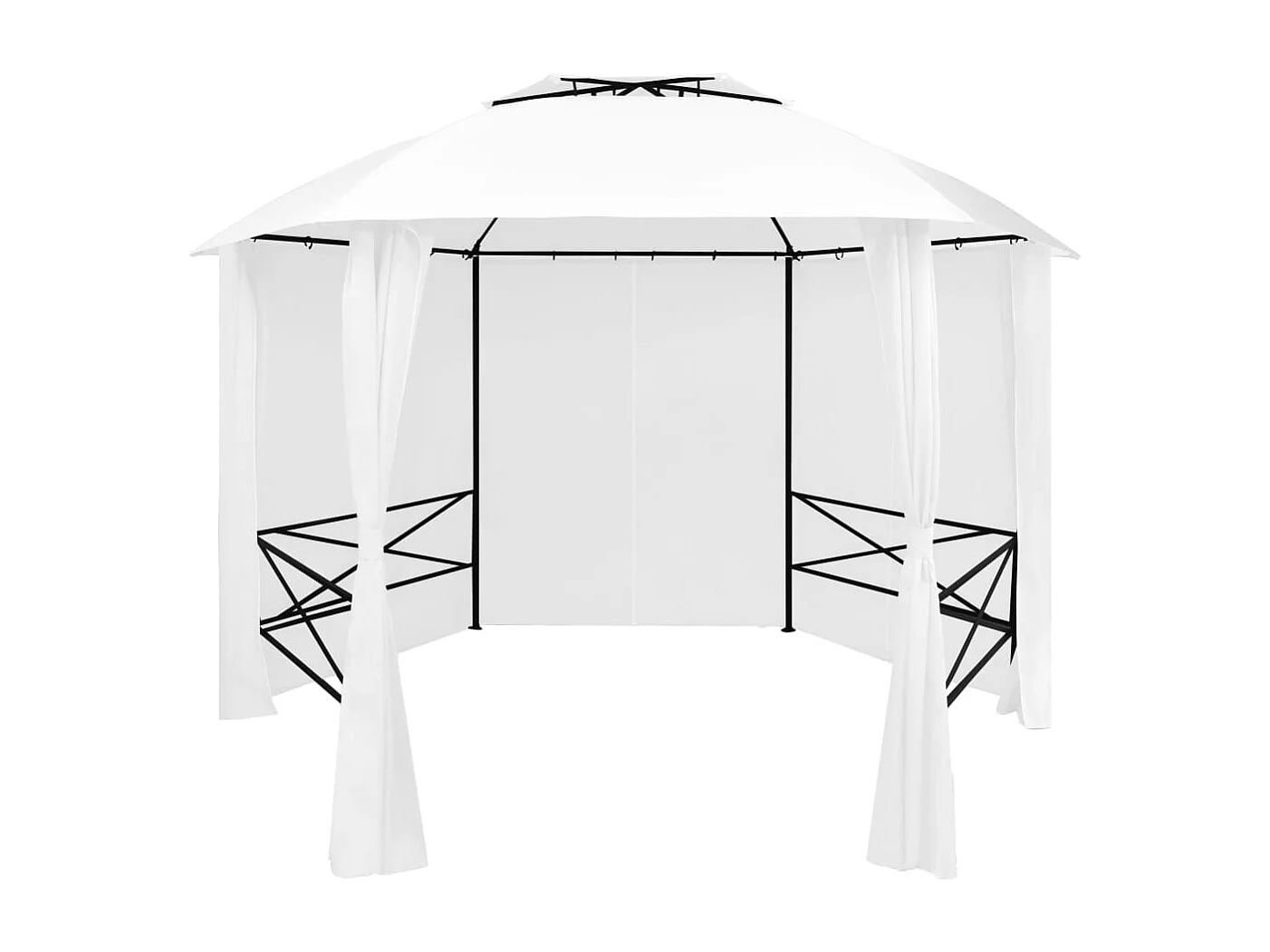 Gazebo da giardino con tende 360x312x265 cm Bianco 180 g/m²