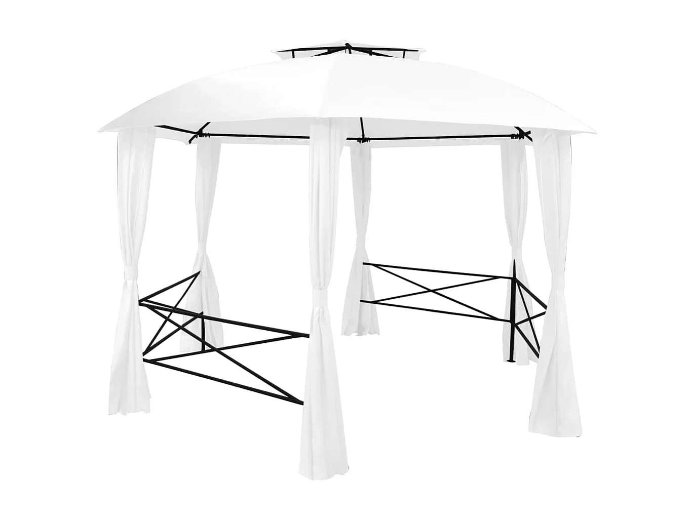Gazebo da giardino con tende 360x312x265 cm Bianco 180 g/m²