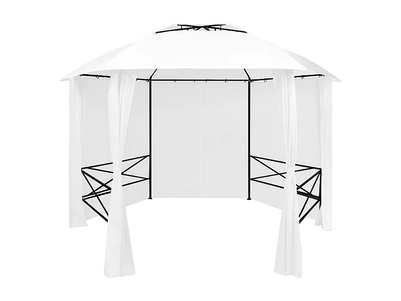 Gazebo da giardino con tende 360x312x265 cm Bianco 180 g/m²