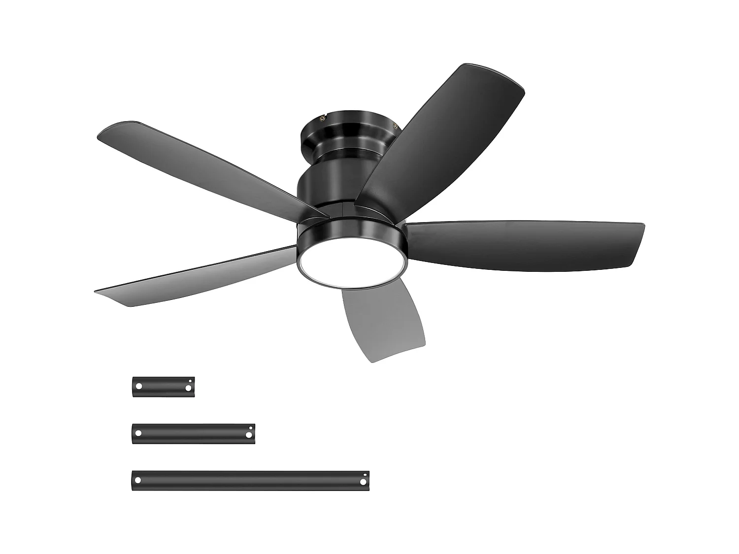 Ventilateur de plafond 42 pouces avec éclairage LED 18W, télécommande, 5 pales ABS, moteur DC réversible, noir (106.68x106.68x23.11 cm)