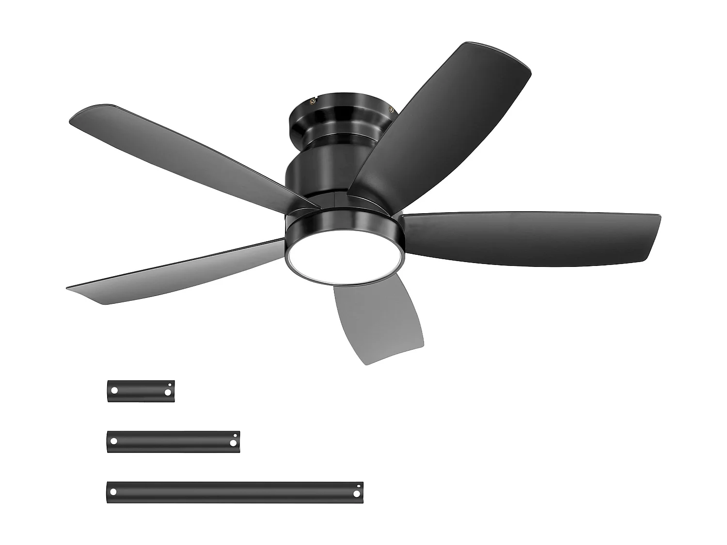 Plafondventilator van 42 inch met 18W LED-verlichting, afstandsbediening, 5 ABS-bladen, omkeerbare DC-motor, zwart (106,68 x 106,68 x 23,11 cm)