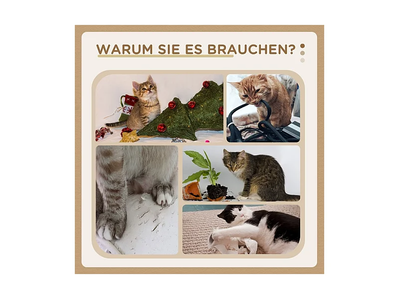 Kattenboom met sisal, platform en speeltje, hout, grijs (34x24x43 cm)