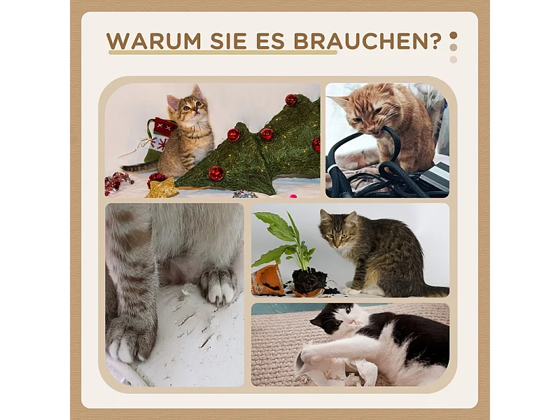 Arbre à chat avec sisal, plateforme et jouet, en bois, gris (34x24x43 cm)