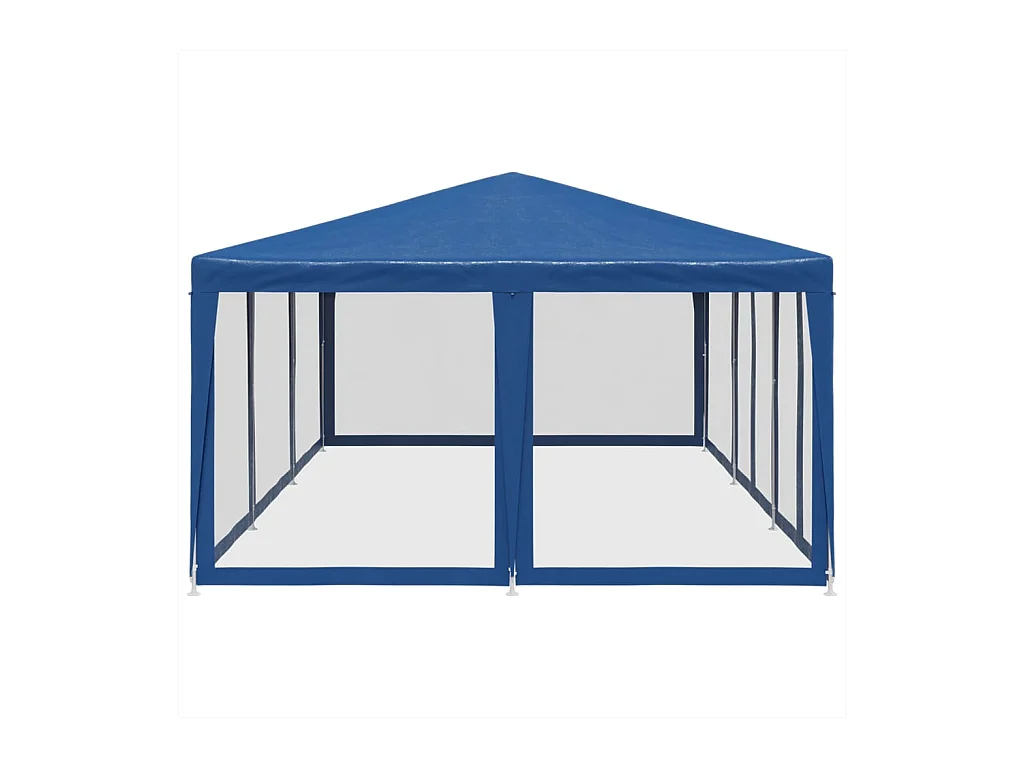 Tente de fête avec 10 parois latérales en maille bleu 6x4m PEHD