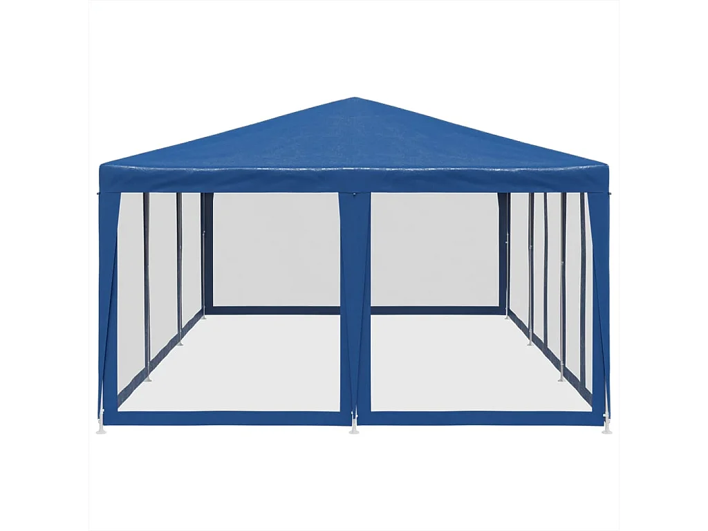 Tente de fête avec 10 parois latérales en maille bleu 6x4m PEHD