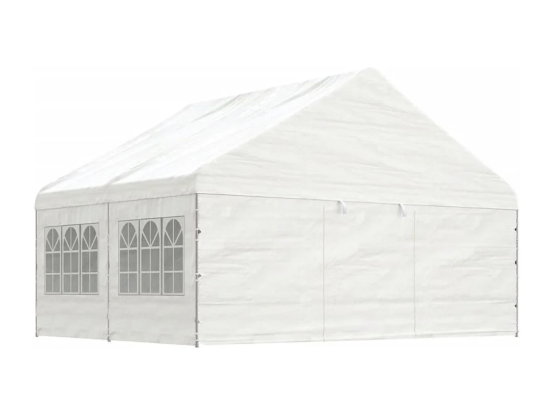 Gazebo con tetto bianco 4,46x5,88x3,75 m in polietilene