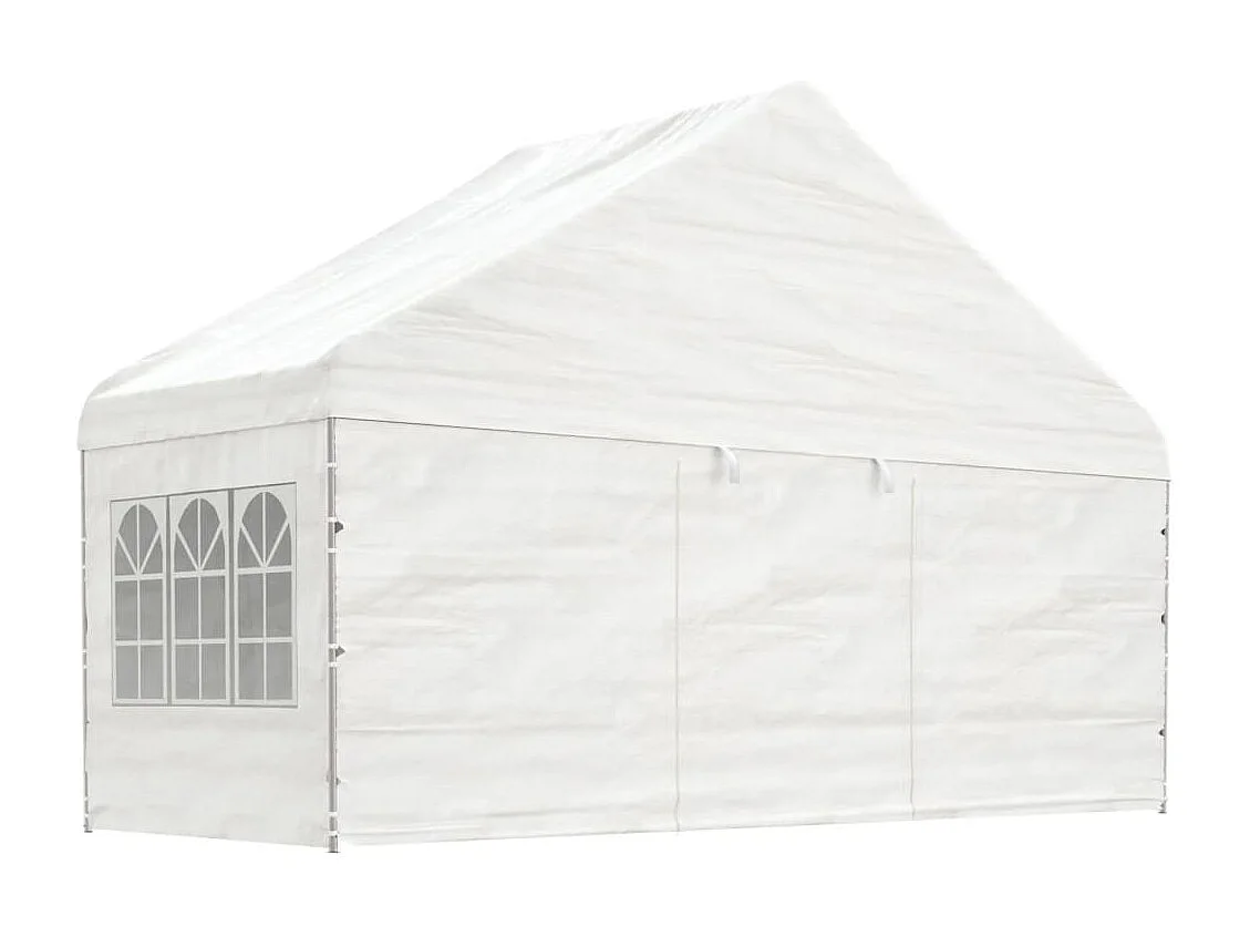 Gazebo con tetto bianco 4,46x5,88x3,75 m in polietilene