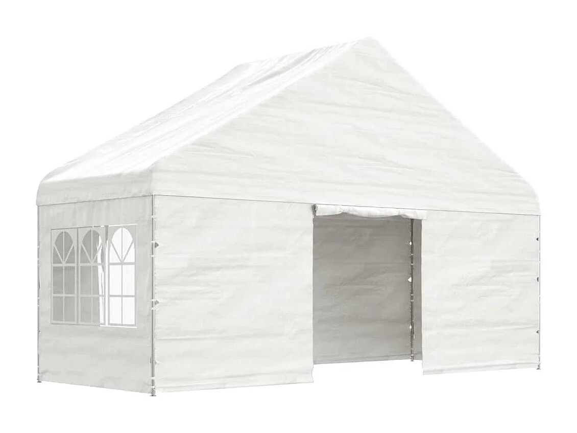 Gazebo con tetto bianco 4,46x5,88x3,75 m in polietilene