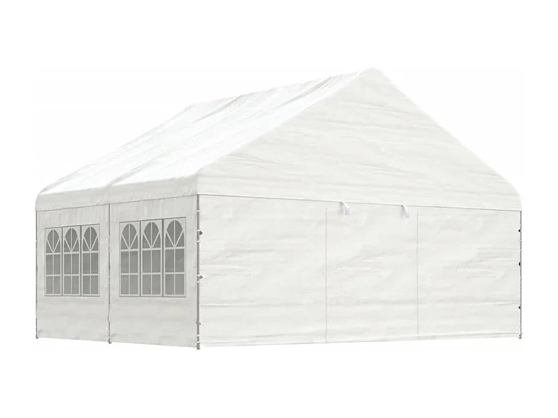 Gazebo con tetto bianco 4,46x5,88x3,75 m in polietilene