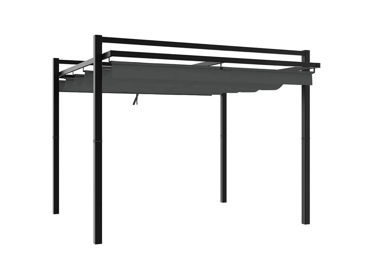 Cenador con techo retráctil antracita 3x3 m aluminio