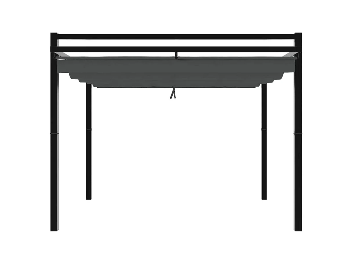 Cenador con techo retráctil antracita 3x3 m aluminio