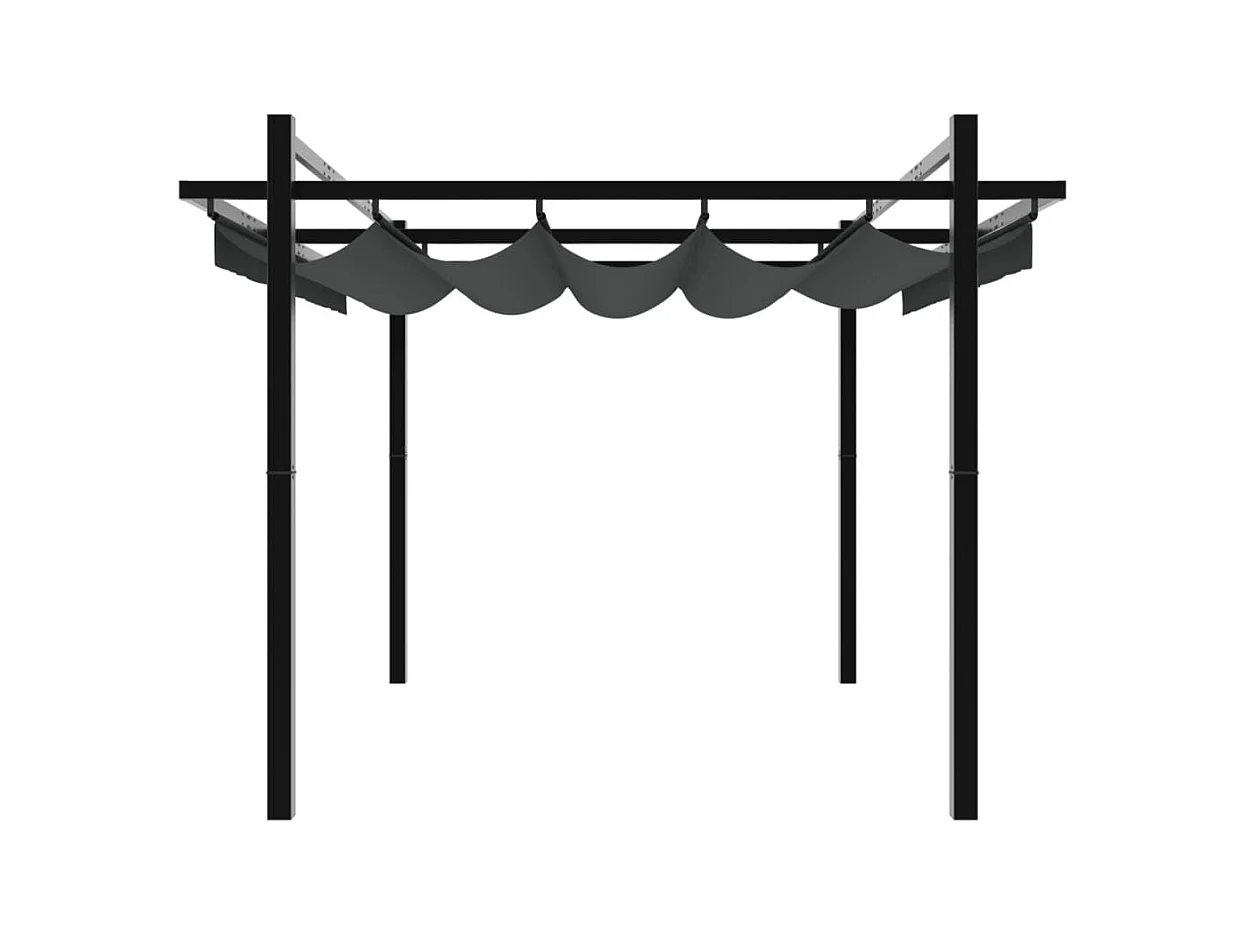 Cenador con techo retráctil antracita 3x3 m aluminio