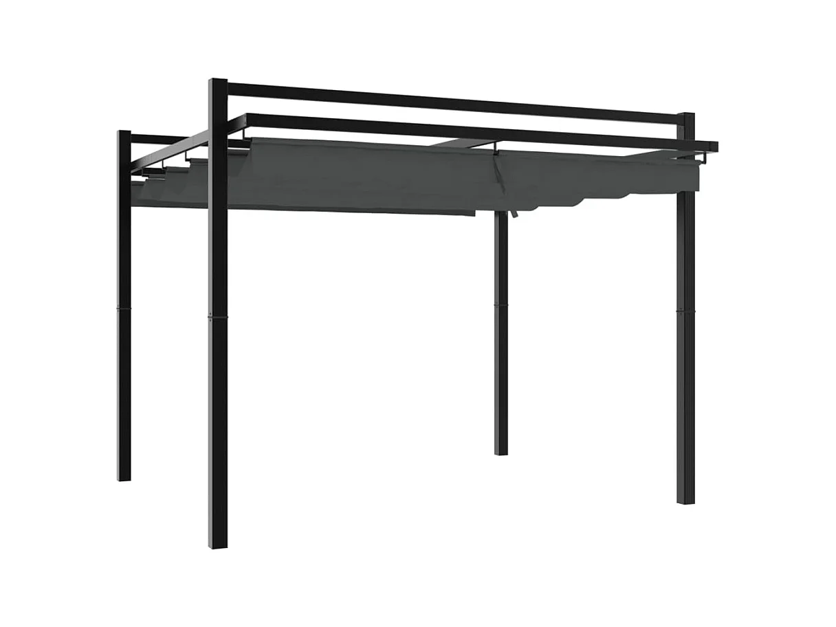 Cenador con techo retráctil antracita 3x3 m aluminio