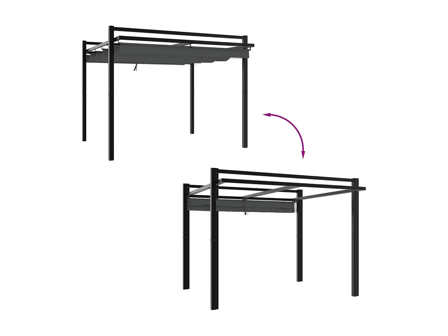 Cenador con techo retráctil antracita 3x3 m aluminio