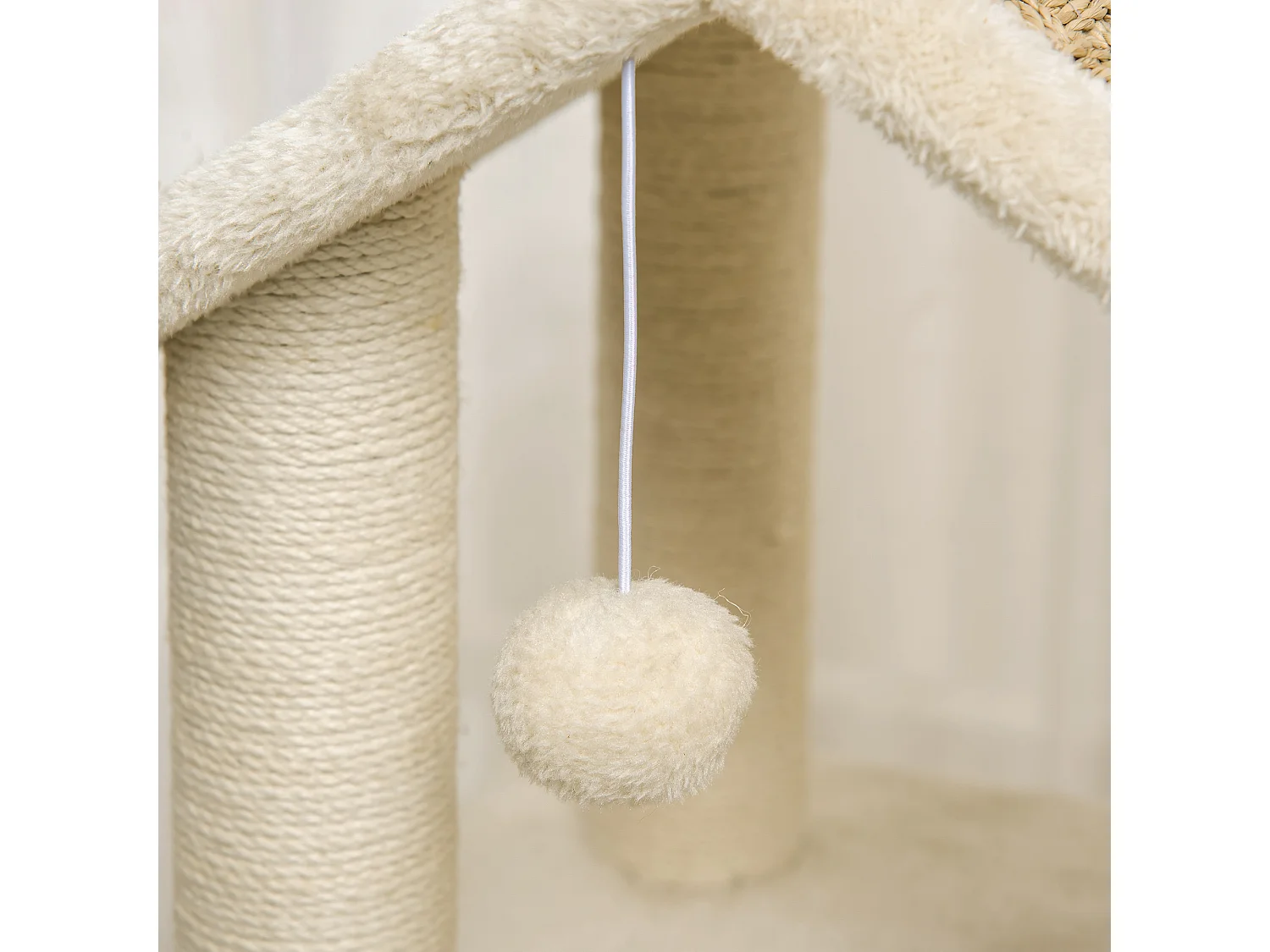 Tiragraffi con tunnel, design 2 in 1, iuta, per gatti fino a 5 kg, beige e kaki (69x40x131 cm)