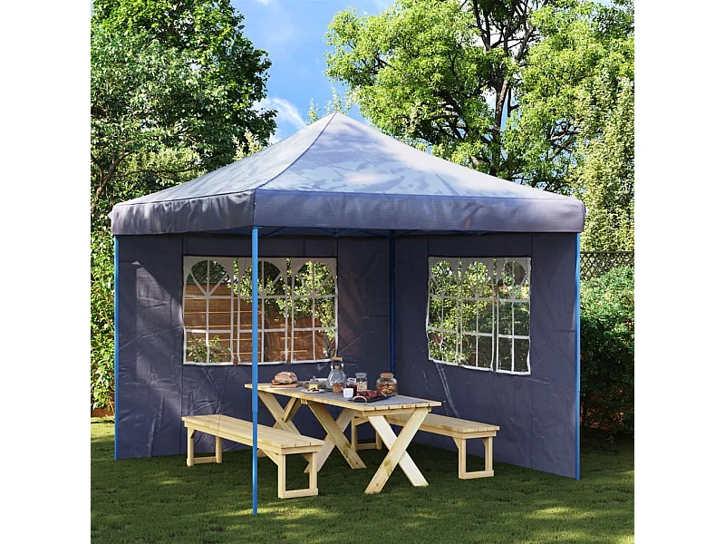 2-delige partytentwand met PE-raam Blauw