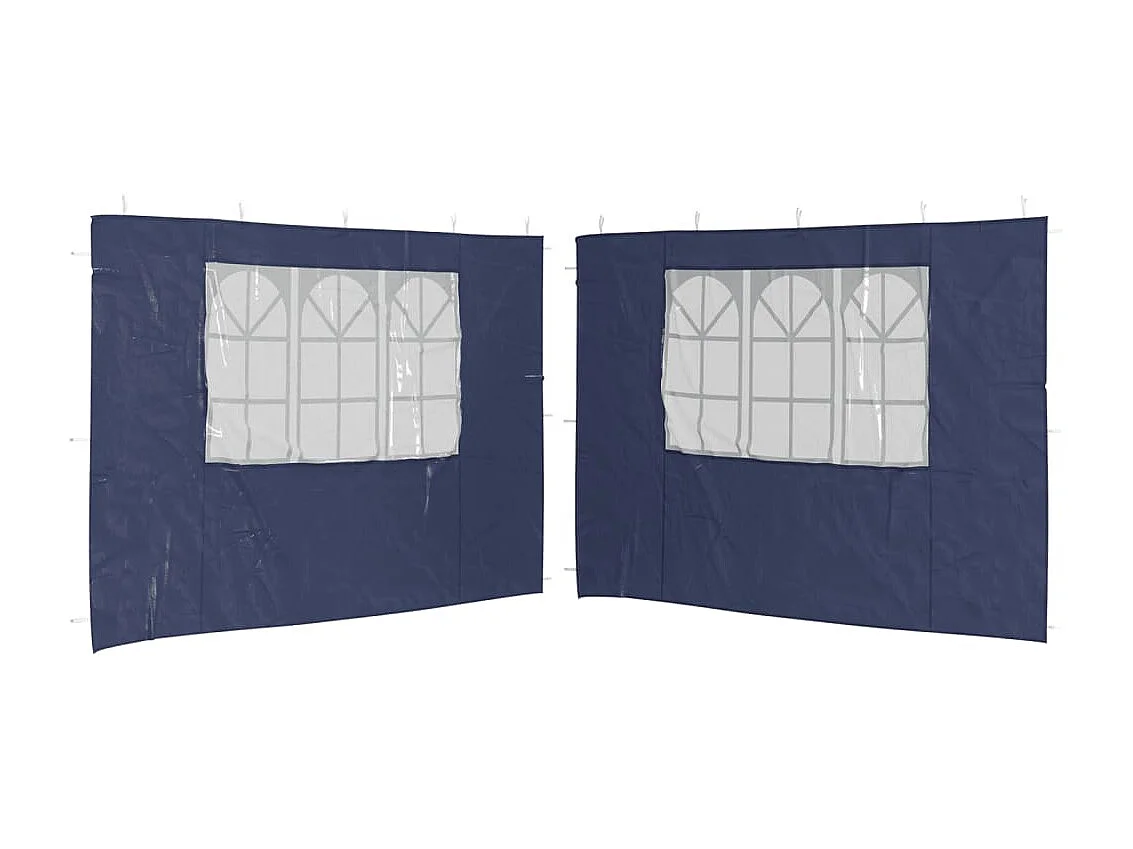 Parete per tenda da festa in 2 pezzi con finestra in PE blu