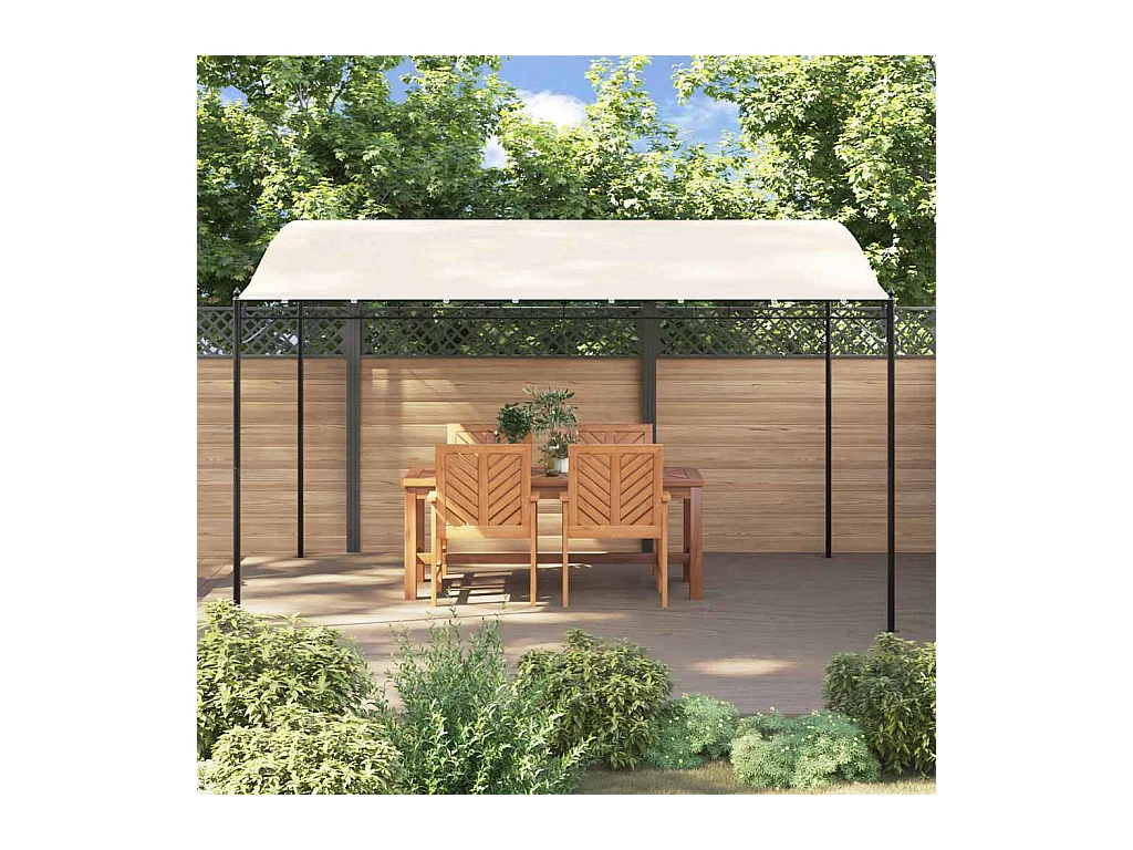 Toldo crema 4x3 m tejido 180 g/m² y acero