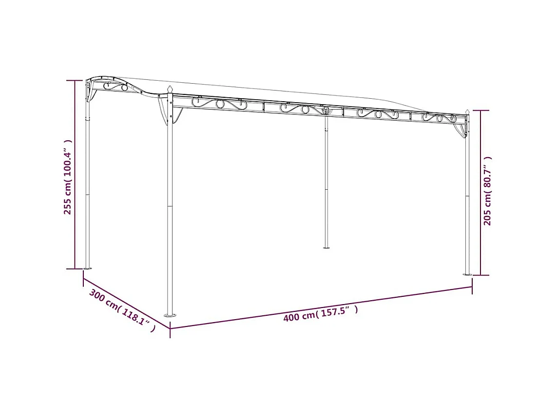 Toldo crema 4x3 m tejido 180 g/m² y acero