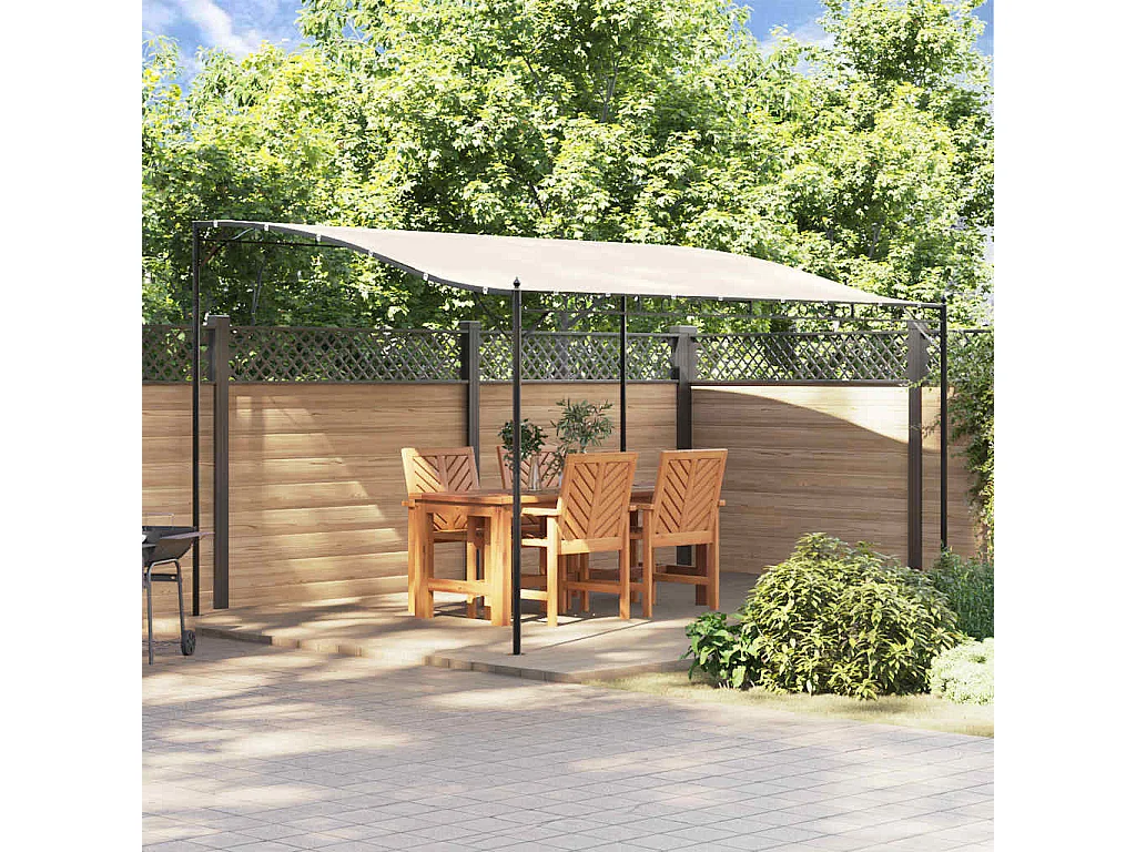 Toldo crema 4x3 m tejido 180 g/m² y acero
