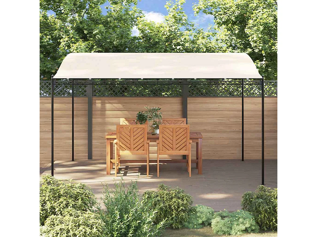 Toldo crema 4x3 m tejido 180 g/m² y acero