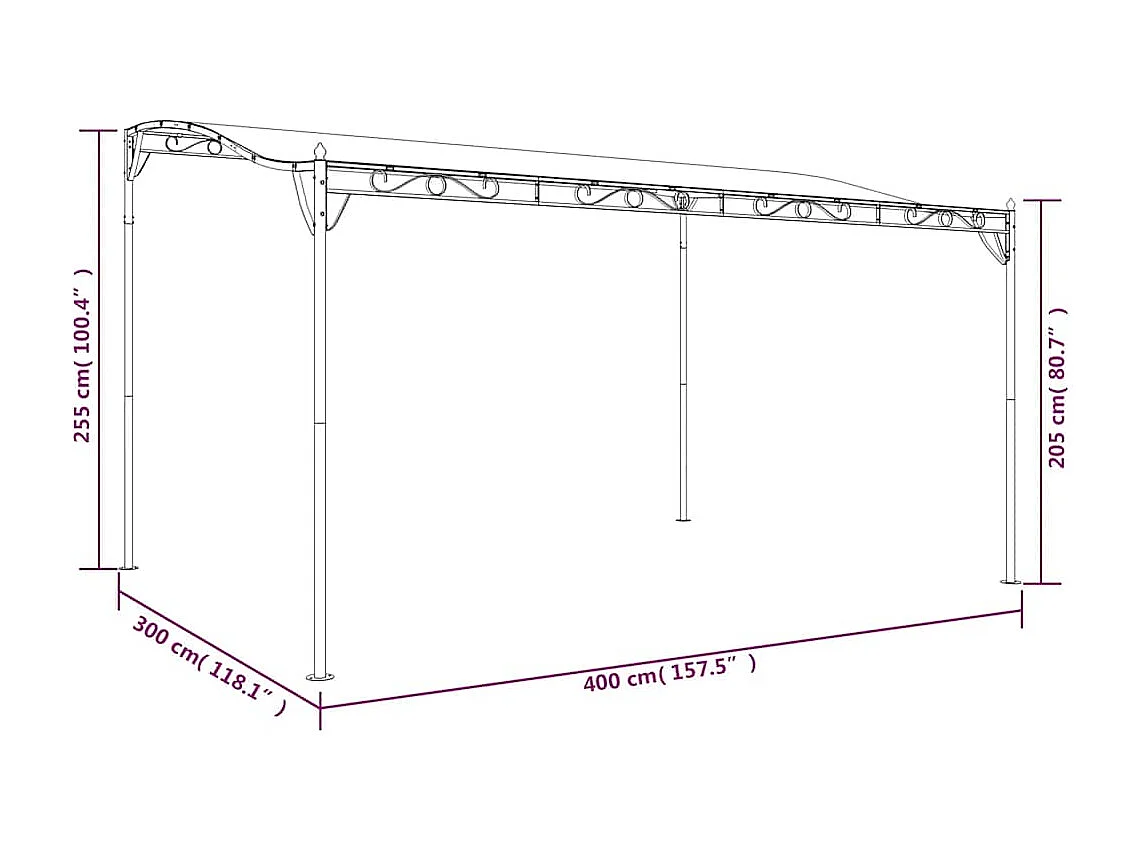 Toldo crema 4x3 m tejido 180 g/m² y acero