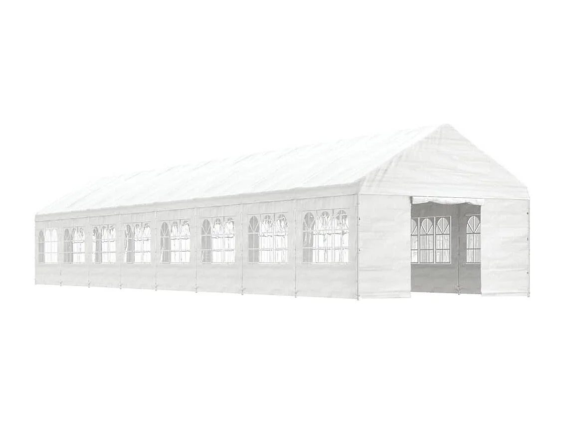 Gazebo con techo blanco 17,84x4,08x3,22 m polietileno