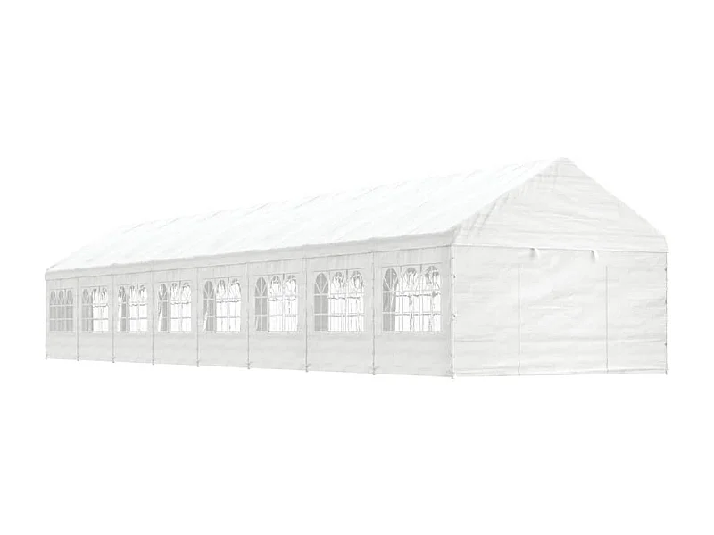 Gazebo con techo blanco 17,84x4,08x3,22 m polietileno