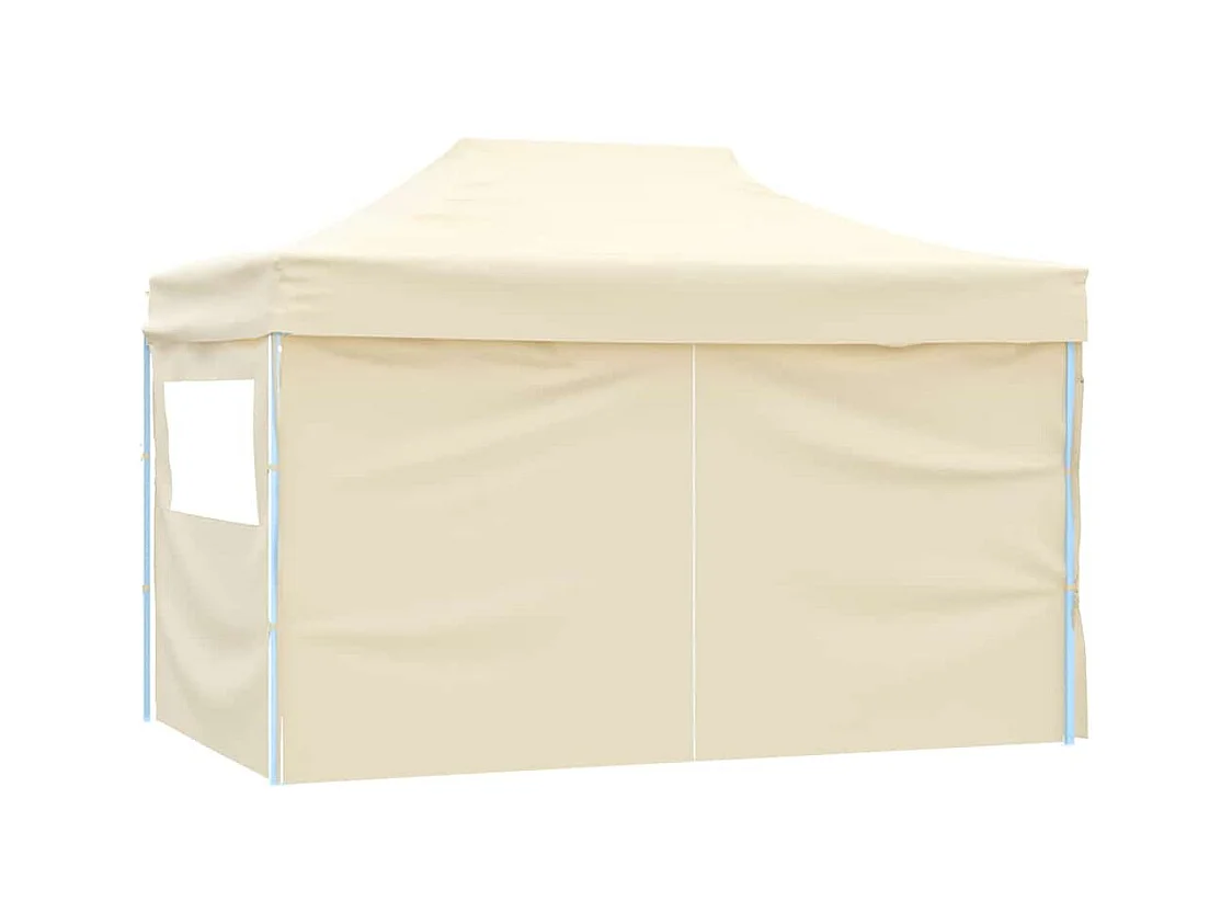 Faltbares Empfangszelt mit 4 Wänden 3x4 m Stahl Creme